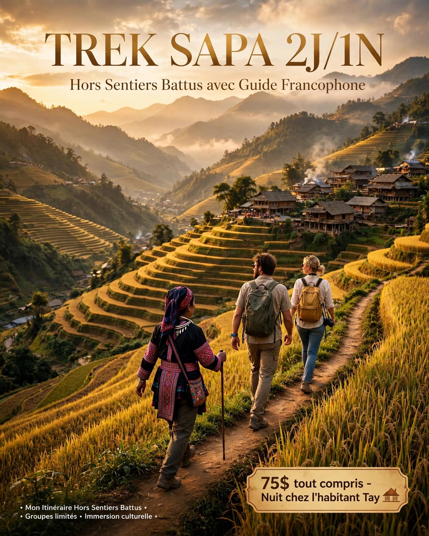 Trek 2J/1N hors sentiers battus avec la vallée de Muong Hoa